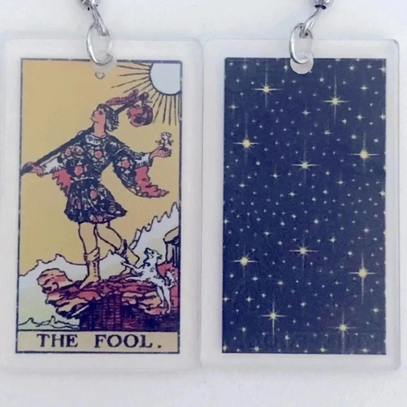 “The Fool” Tarot Card Handmade Drop Earrings - Picture 3 of 4